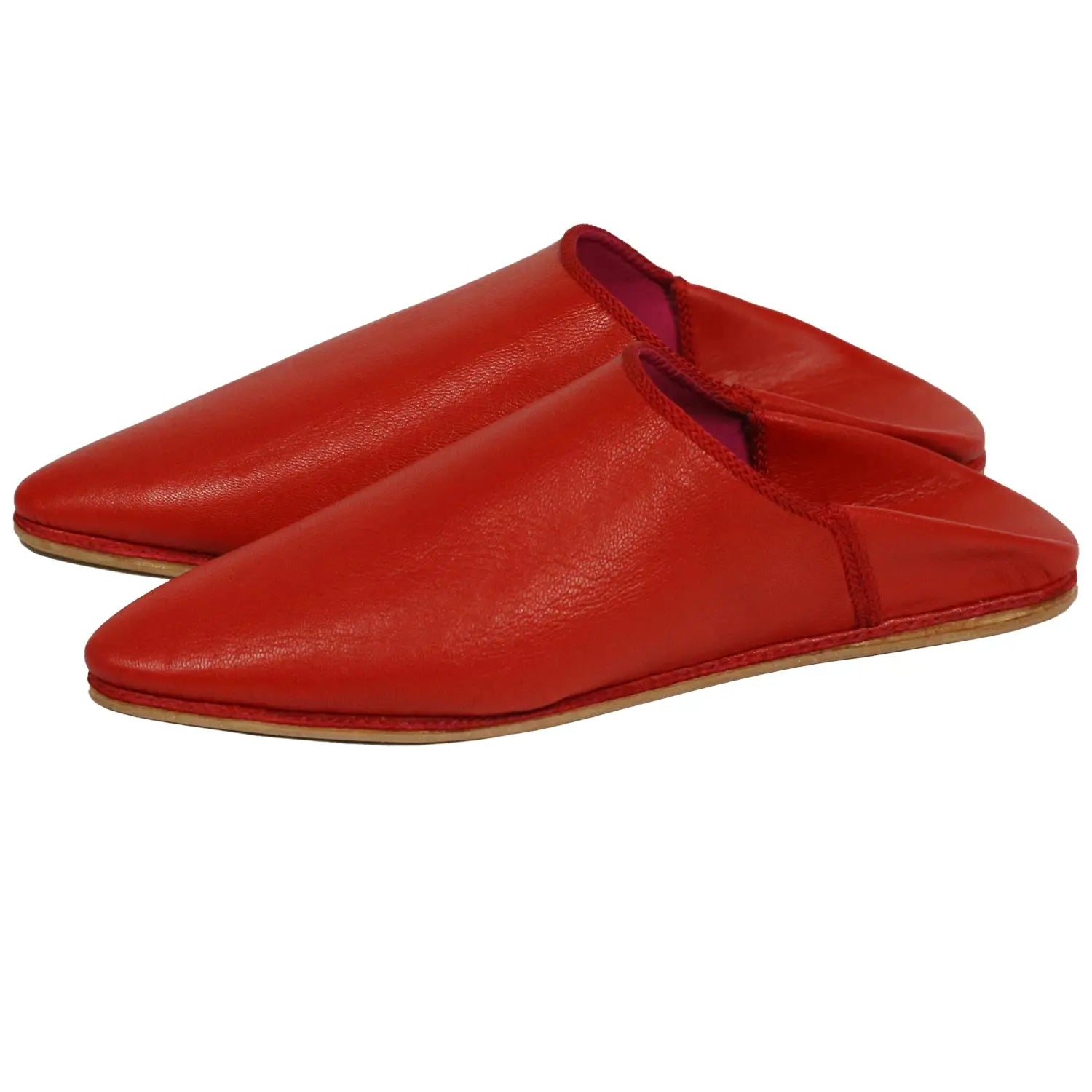 Biyadina Men's Deco Chochia Red Moroccan Babouches Leather Slippers Biyadina Store