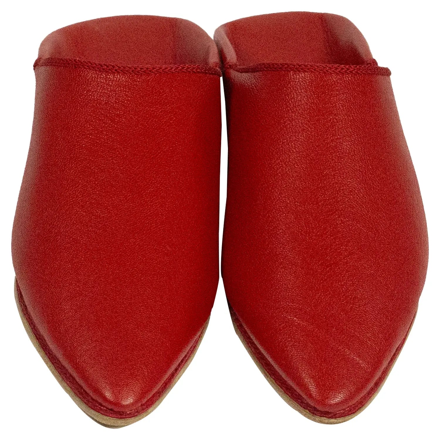 Biyadina Men's Deco Chochia Red Moroccan Babouches Leather Slippers Biyadina Store