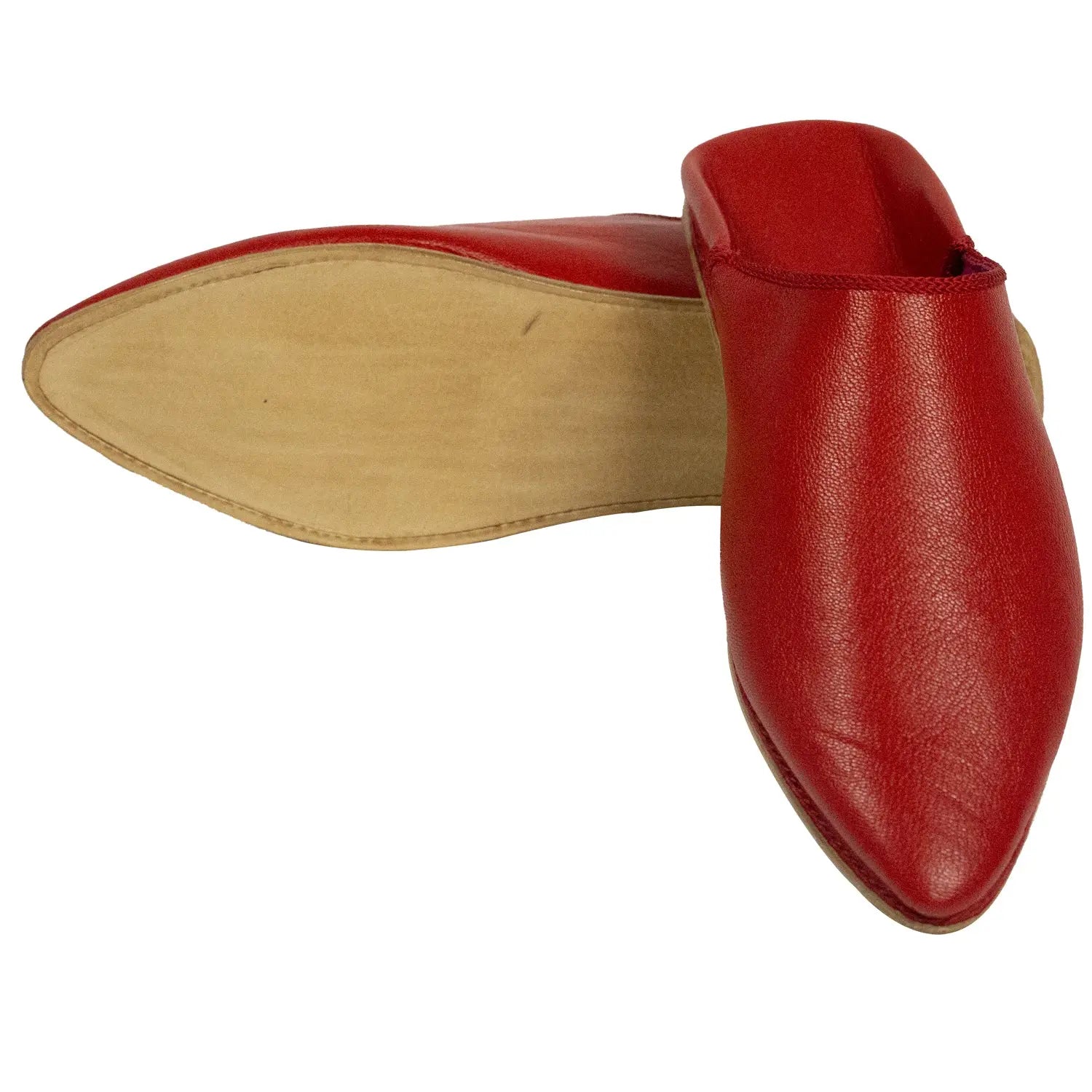 Biyadina Men's Deco Chochia Red Moroccan Babouches Leather Slippers Biyadina Store