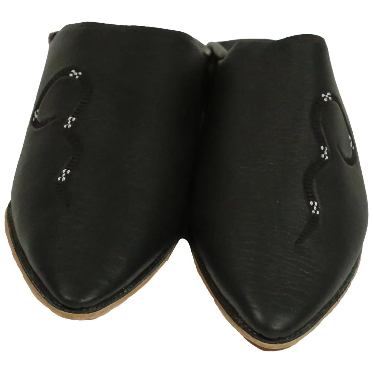 Biyadina Men's Deco Sarma Black Moroccan Babouches Leather Slippers Biyadina Store