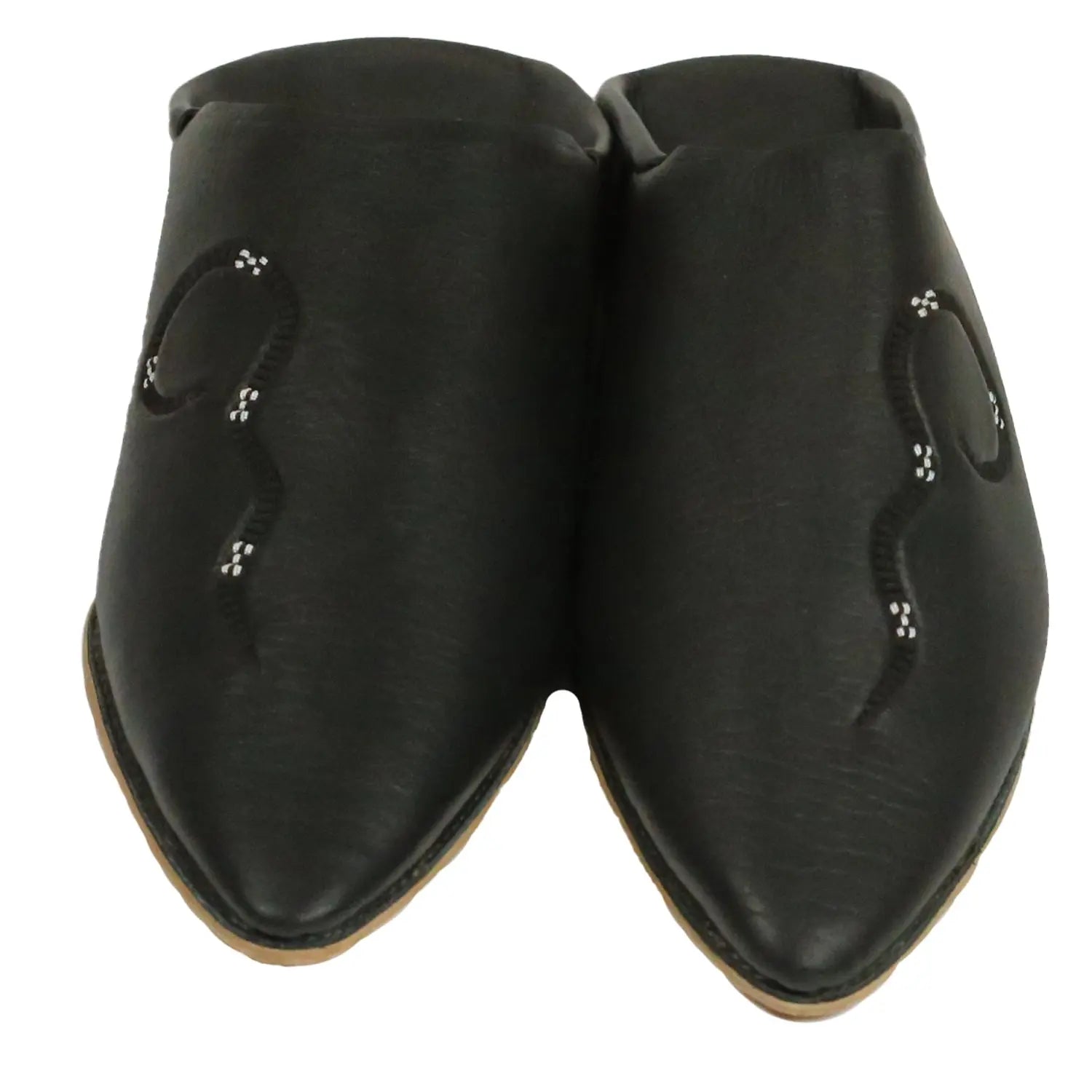 Biyadina Men's Deco Sarma Black Moroccan Babouches Leather Slippers Biyadina Store