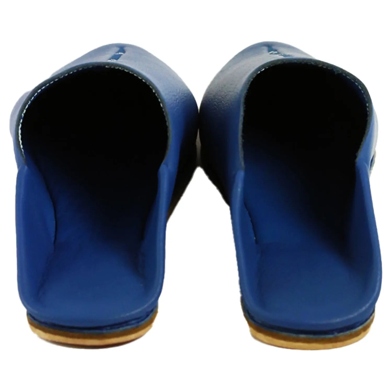 Biyadina Men's Deco Sarma Blue Moroccan Babouches Leather Slippers Biyadina Store