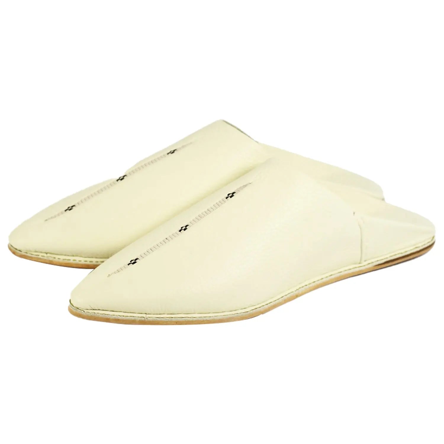 Biyadina Men's Deco Sarma White Moroccan Babouches Leather Slippers Biyadina Store
