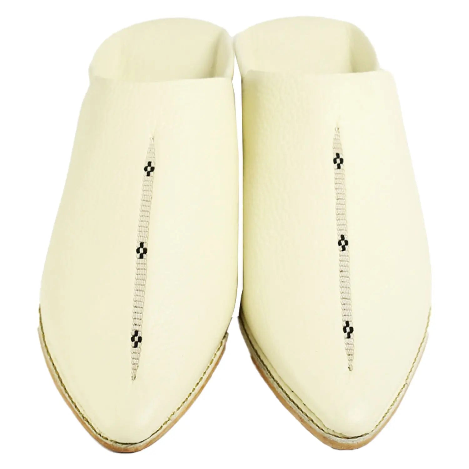 Biyadina Men's Deco Sarma White Moroccan Babouches Leather Slippers Biyadina Store