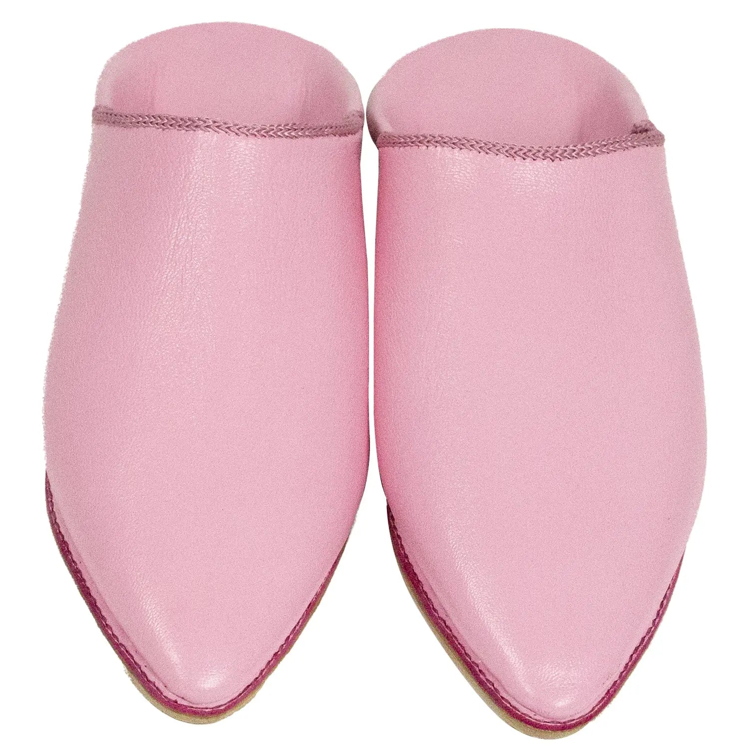 Biyadina Men's Pointed Pink Moroccan Babouches Leather Slippers Biyadina Store