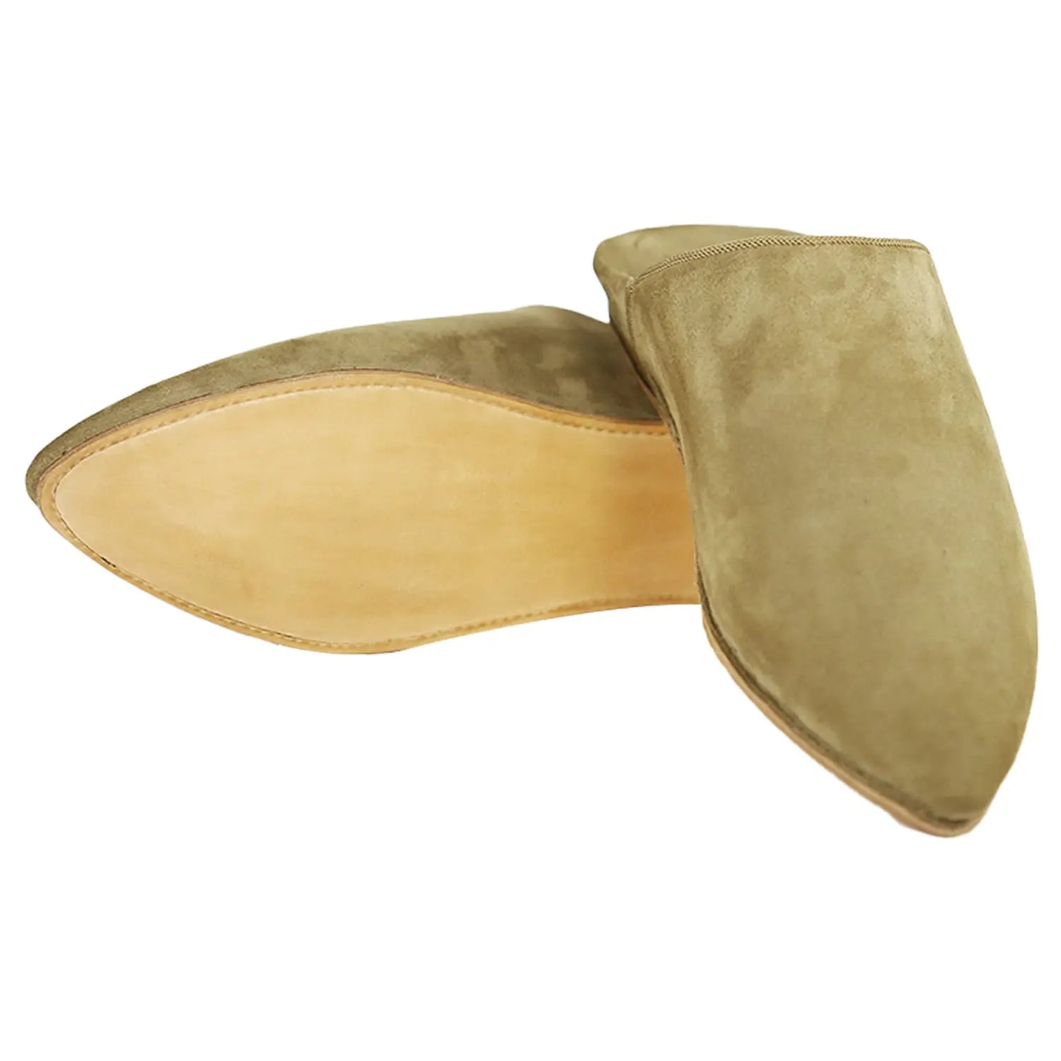 Biyadina Men's Pointed Suede Camel Moroccan Babouches Leather Slippers Biyadina Store