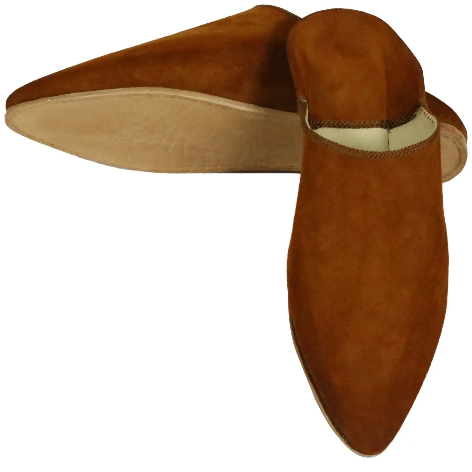 Biyadina Men's Suede Brown Moroccan Babouches Leather Slippers Biyadina Store