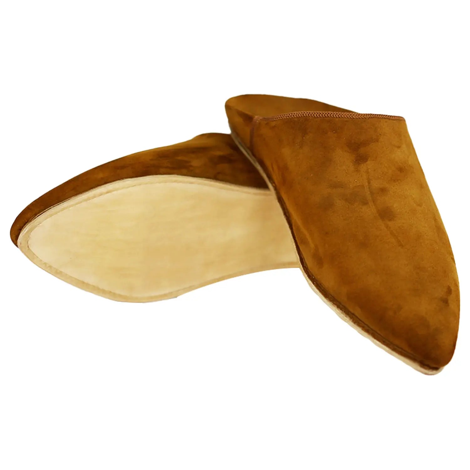 Biyadina Men's Suede Brown Moroccan Babouches Leather Slippers Biyadina Store
