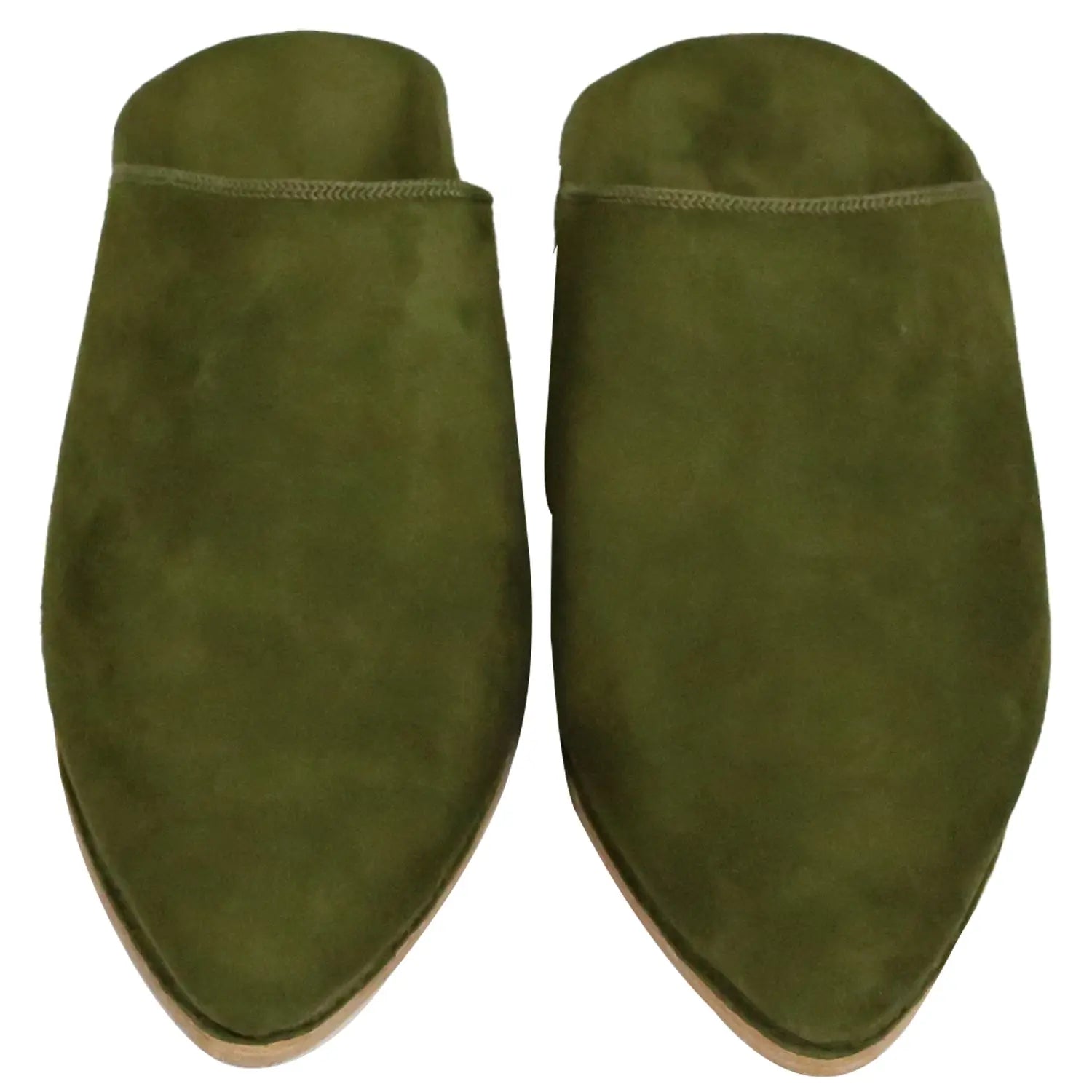 Biyadina Men's Suede Green Moroccan Babouches Leather Slippers Biyadina Store