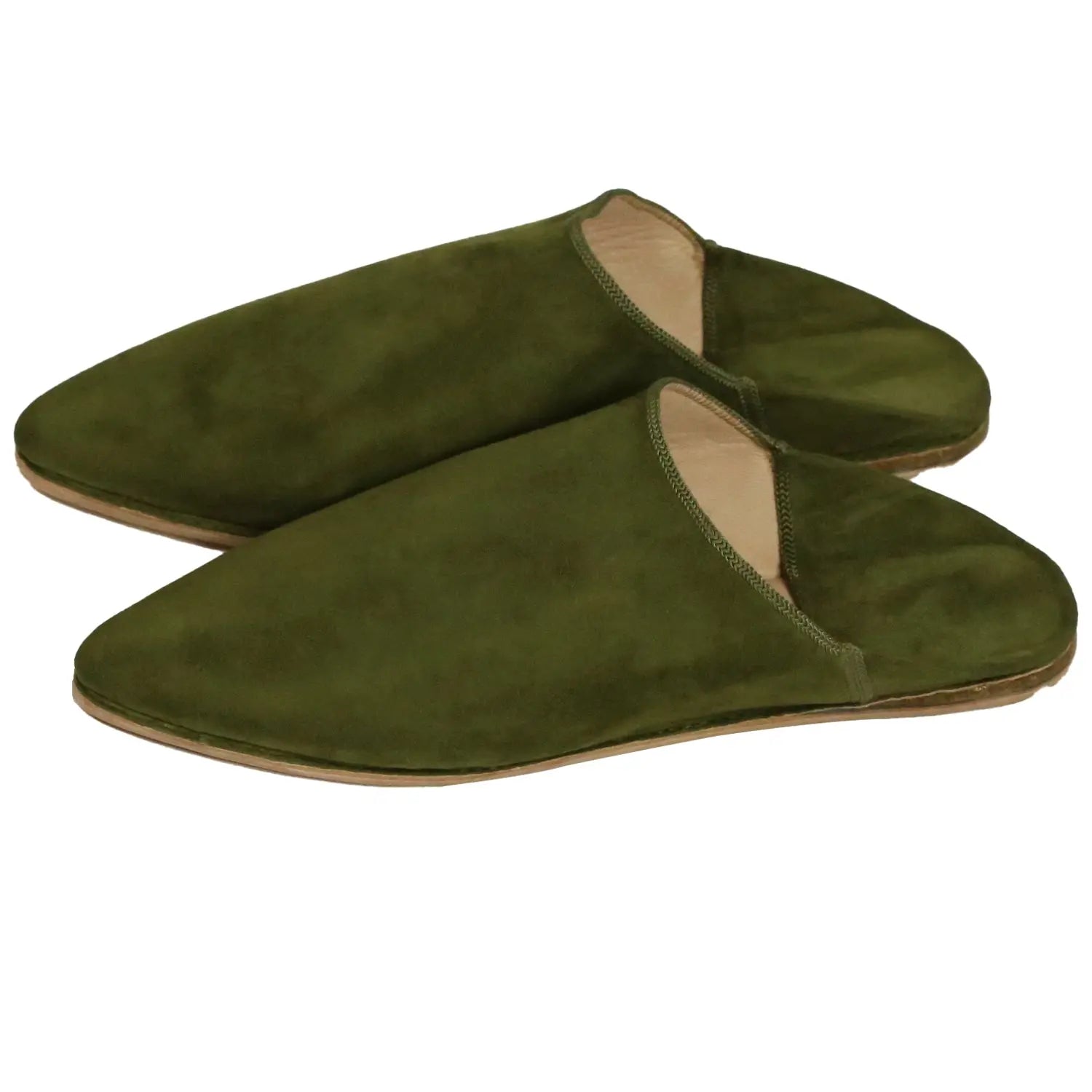 Biyadina Men's Suede Green Moroccan Babouches Leather Slippers Biyadina Store