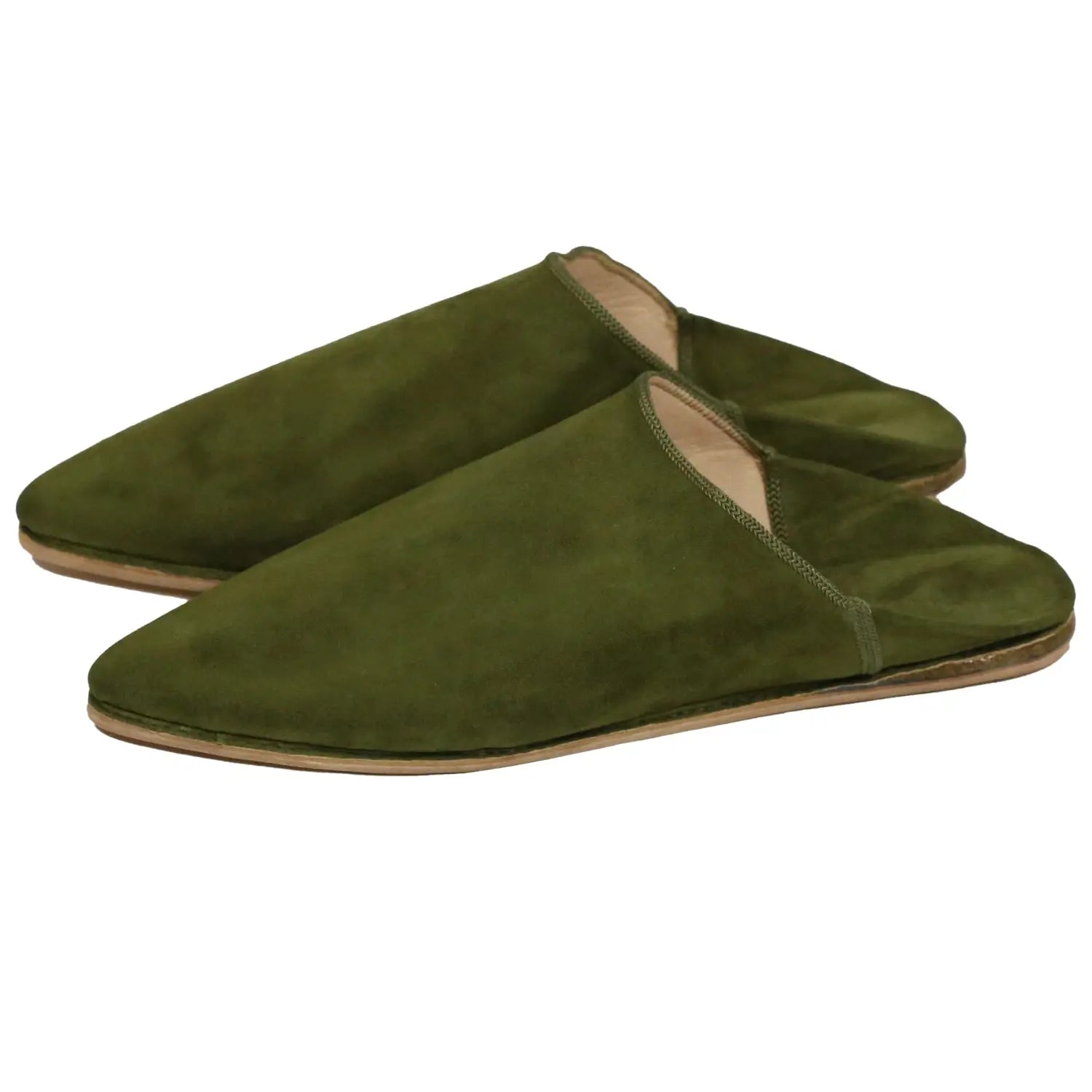 Biyadina Men's Suede Green Moroccan Babouches Leather Slippers Biyadina Store