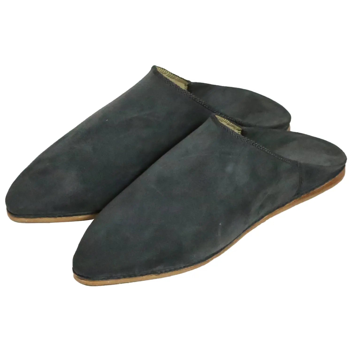 Biyadina Men's Suede Grey Moroccan Babouches Leather Slippers Biyadina Store