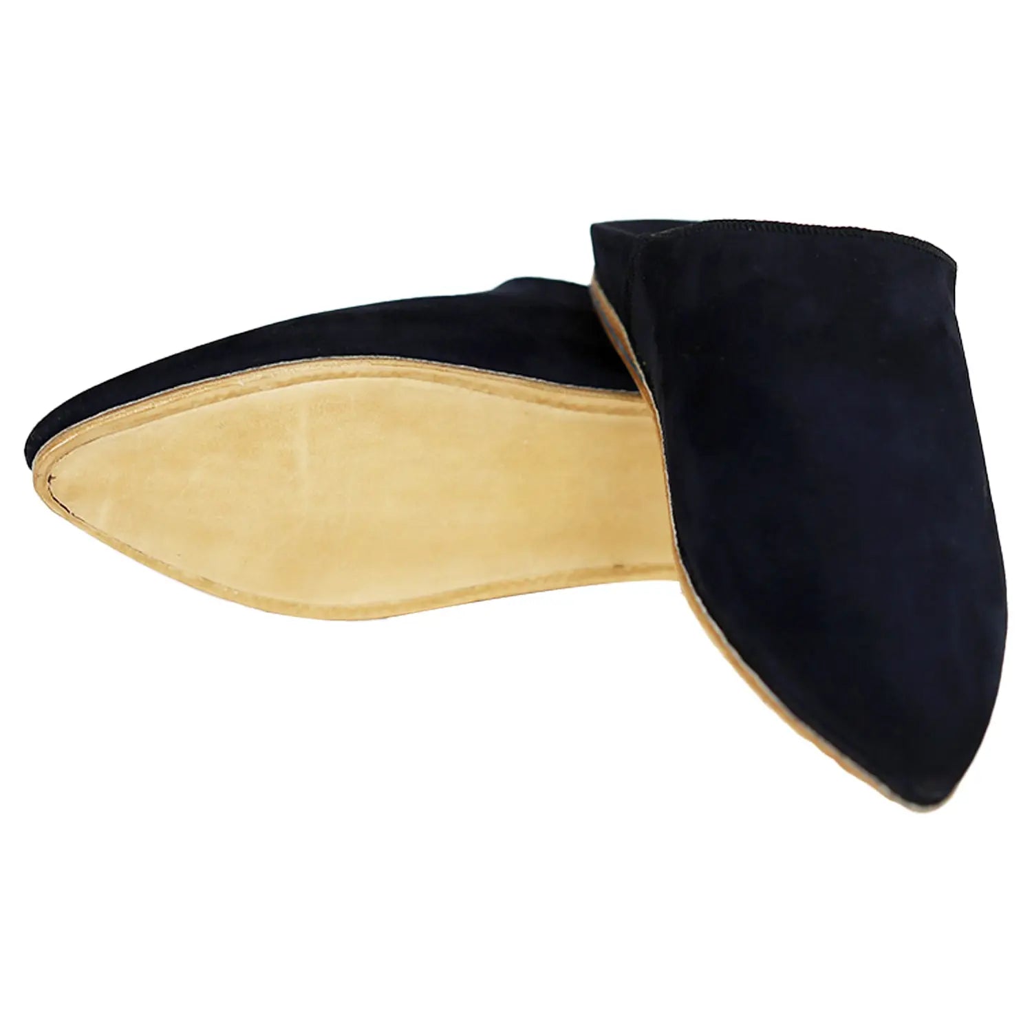 Biyadina Men's Suede Navy Moroccan Babouches Leather Slippers Biyadina Store