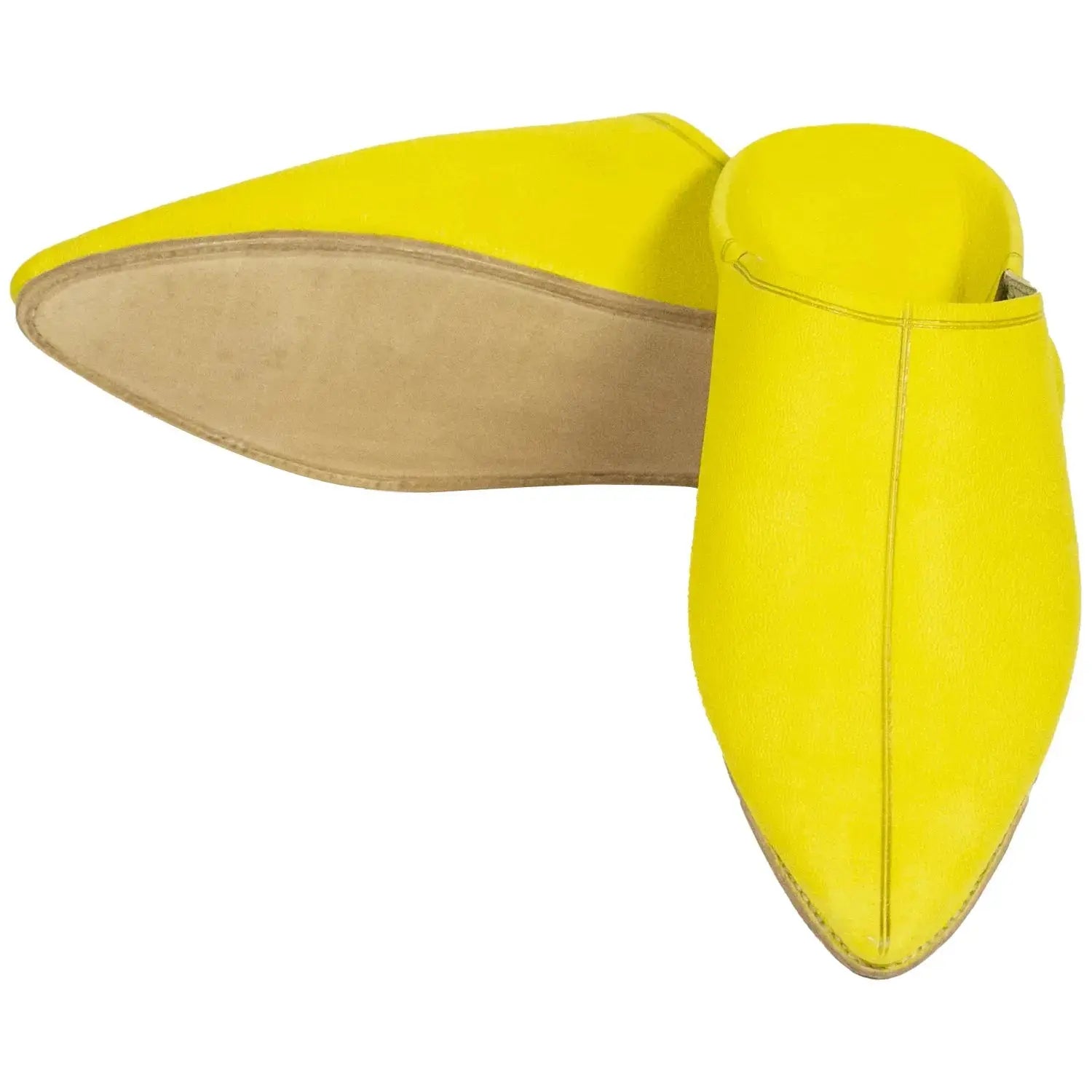 Biyadina Moroccan Handmade Yellow Leather Slippers Biyadina Store
