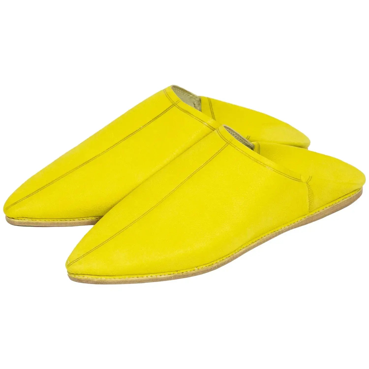 Biyadina Moroccan Handmade Yellow Leather Slippers Biyadina Store