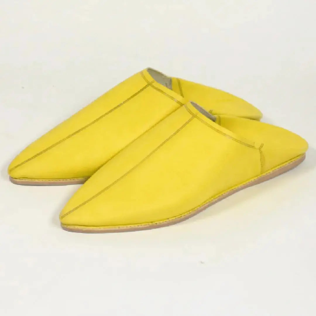 Biyadina Moroccan Handmade Yellow Leather Slippers Biyadina Store