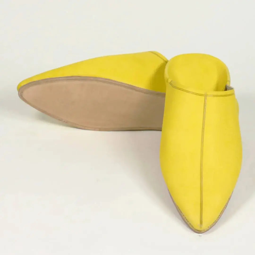 Biyadina Moroccan Handmade Yellow Leather Slippers Biyadina Store