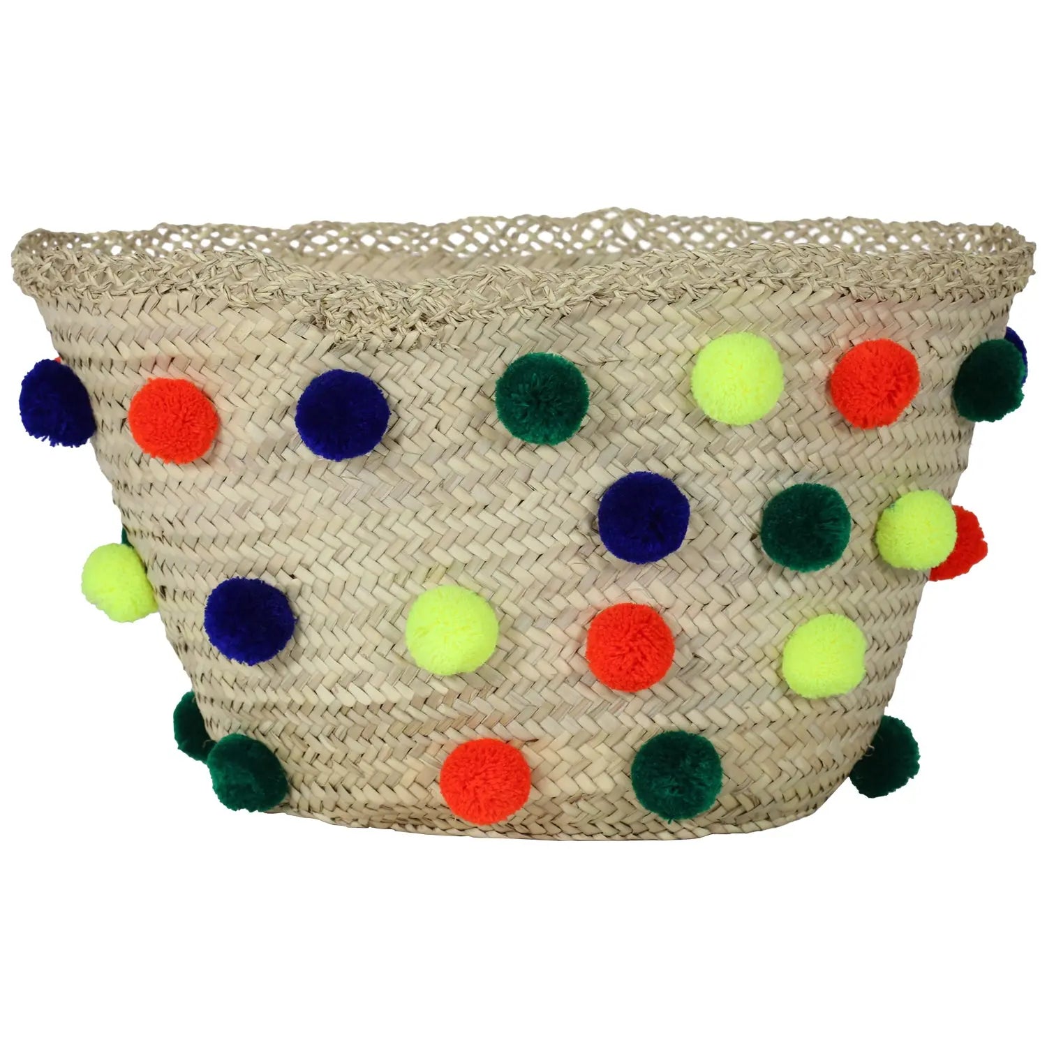 Biyadina Moroccan Pompom Basket BiyadinaStore