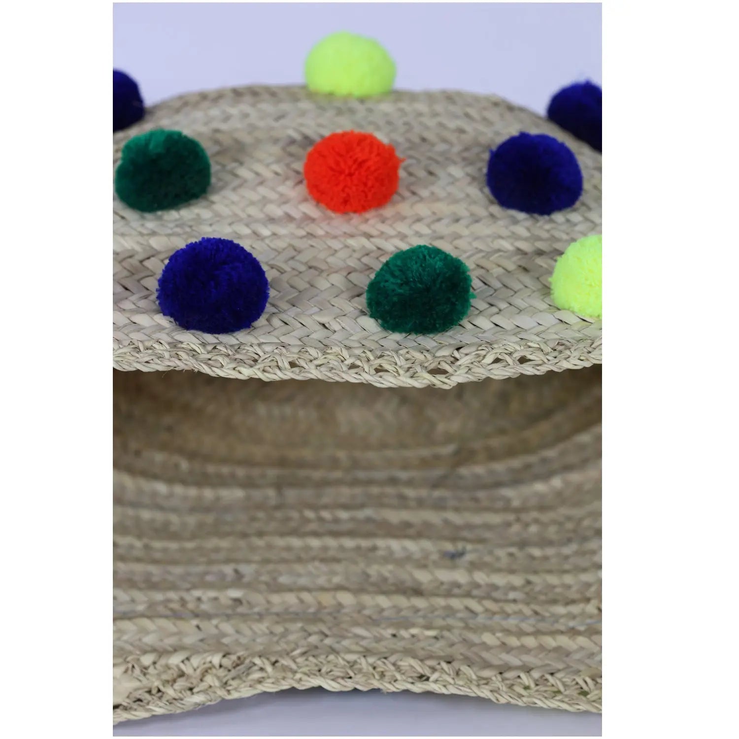 Biyadina Moroccan Pompom Basket BiyadinaStore