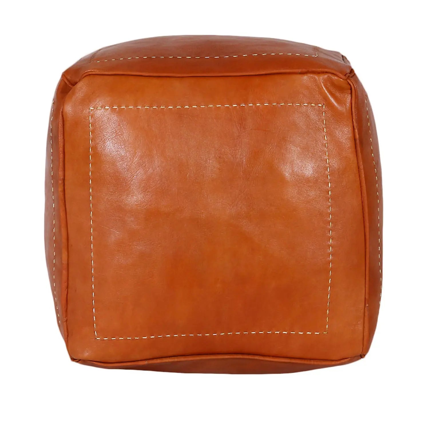 Biyadina Multicolor Moroccan Genuine Leather Round Pouf Ottoman Red Moroccan pouf ottoman Biyadina Store