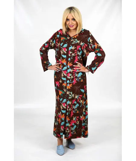 Biyadina Multicolored djellaba with brown sfifa Biyadina Store