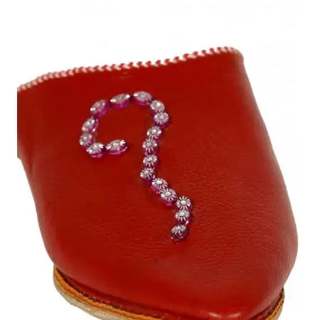 Biyadina Pointed leather slipper decorated with patterns Biyadina Store