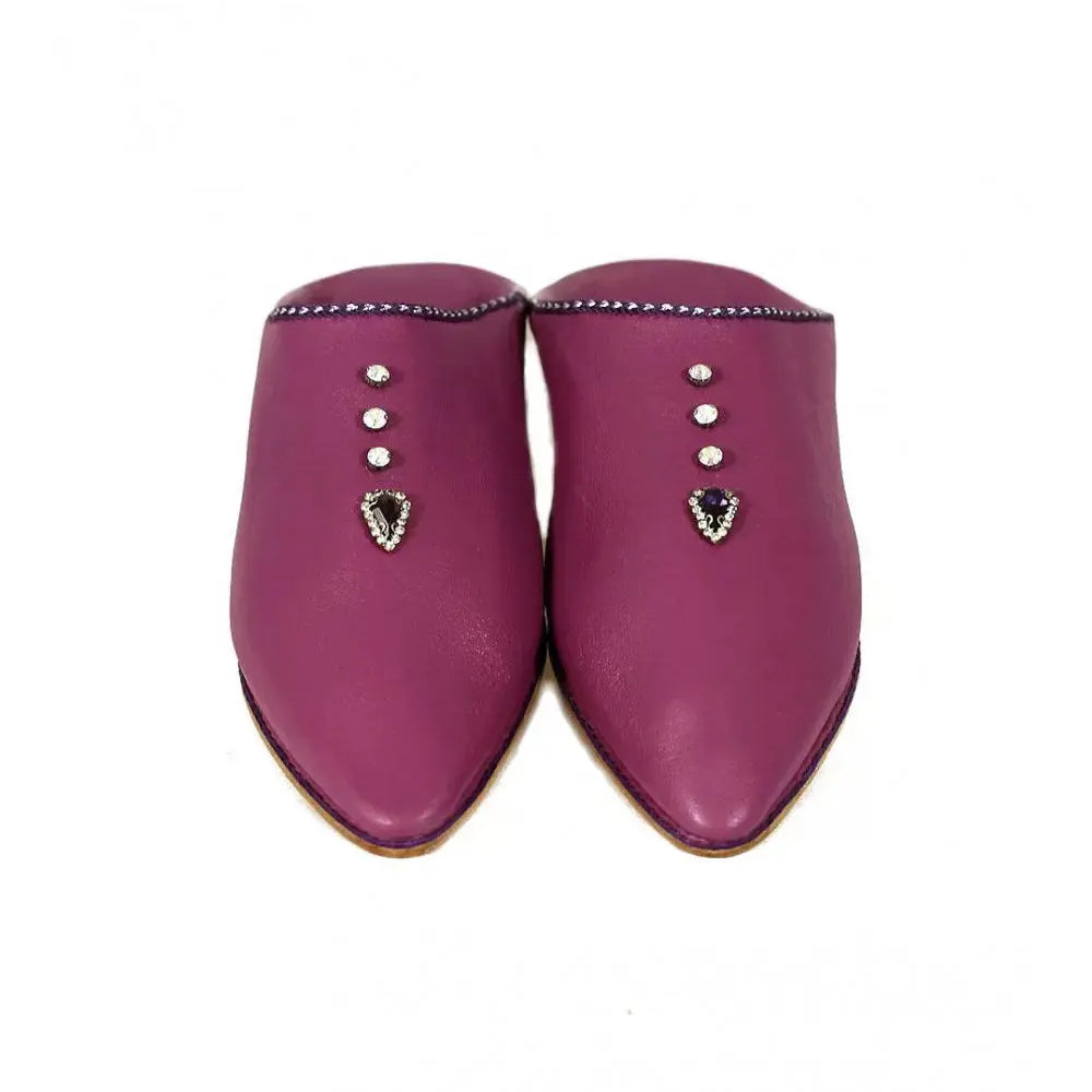 Biyadina Pointed leather slipper decorated with pearls Biyadina Store
