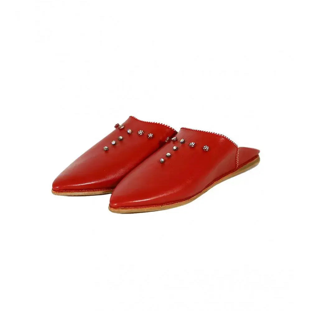 Biyadina Pointed leather slipper decorated with pearls Biyadina Store