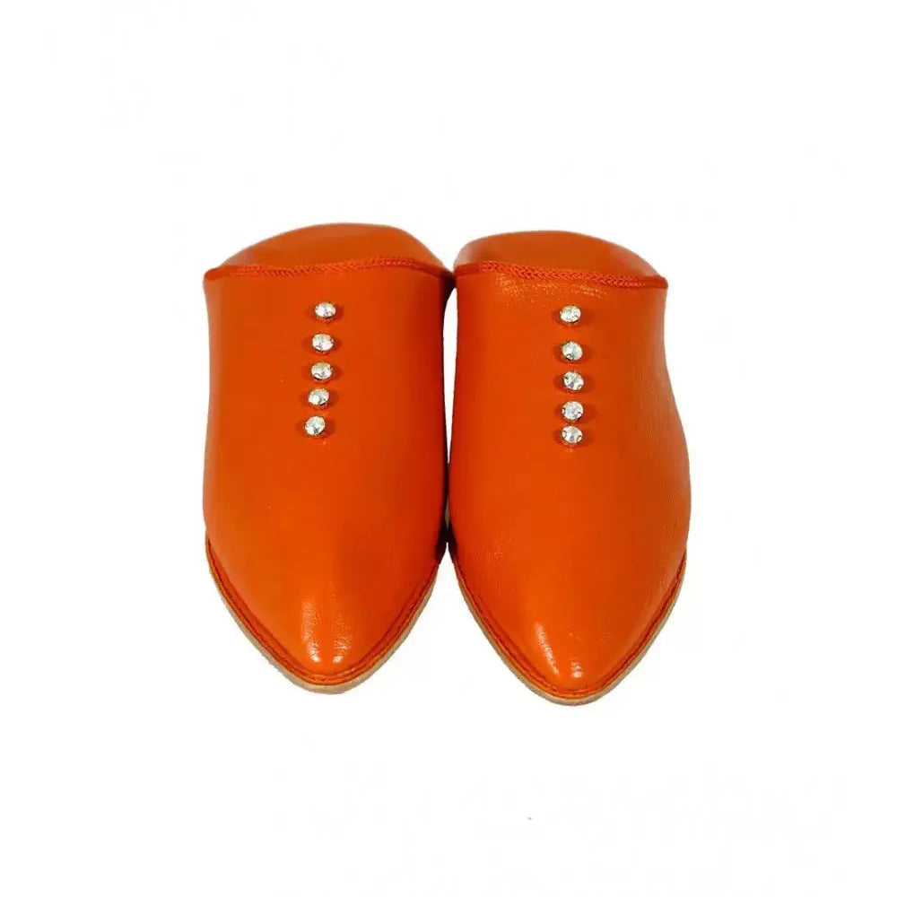 Biyadina Pointed leather slipper decorated with pearls Biyadina Store