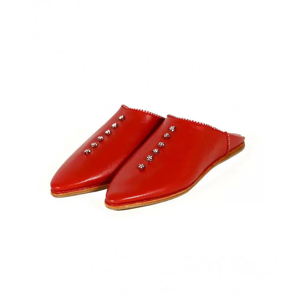Biyadina Pointed leather slipper decorated with pearls Biyadina Store