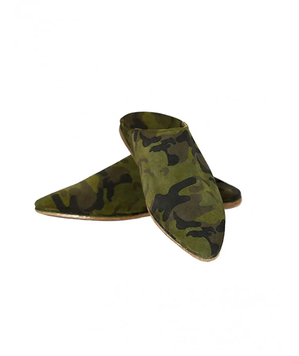 Biyadina Suede slipper pointed military pattern Biyadina Store