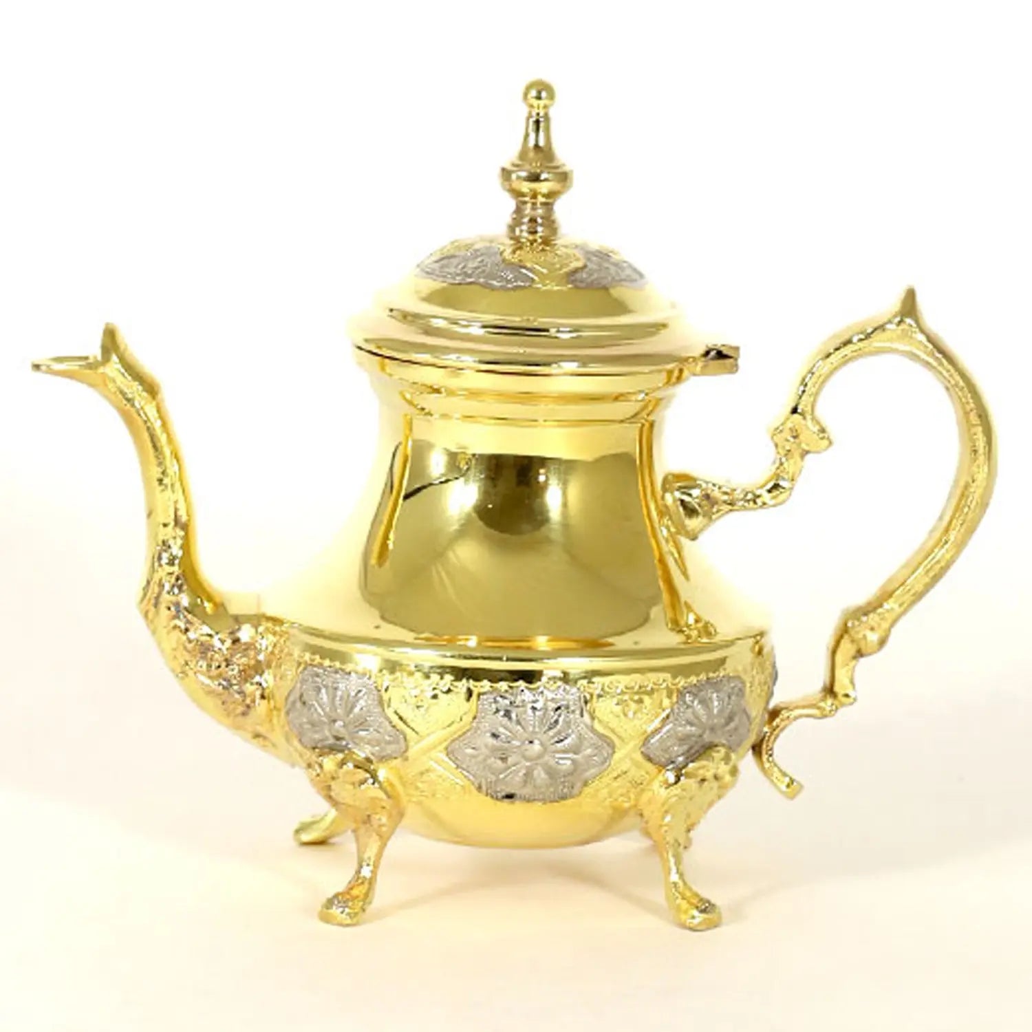 Biyadina Traditional Moroccan Teapot - Handcrafted Gold Copper - Theiere Dore N°22 - 24 X 24 X 15 - Ideal for Mint Tea & Herbal Infusions - Biyadina Store Biyadina Store