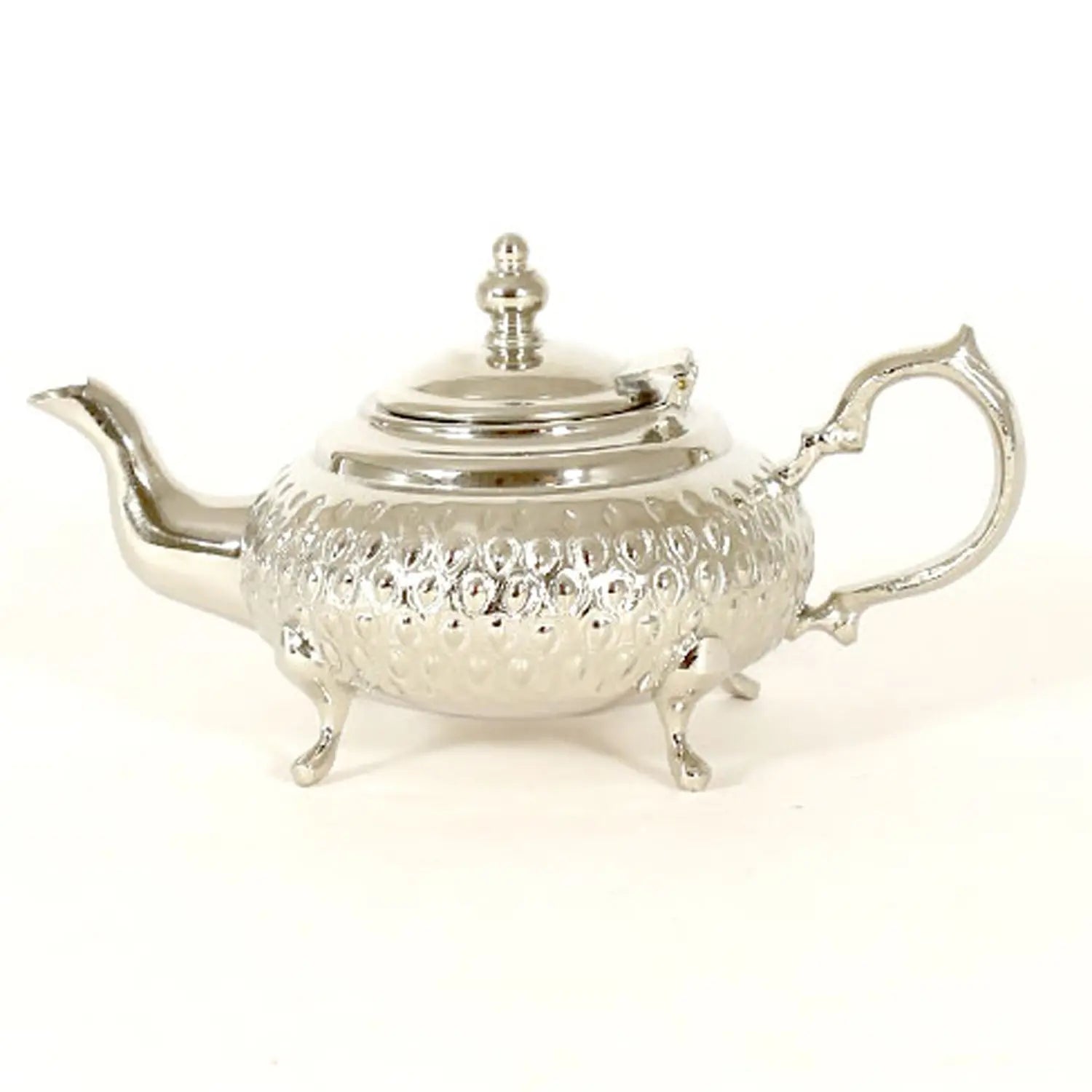 Biyadina Traditional Moroccan Teapot - Handcrafted Silver Copper - Theiere Fakroune - 18.5 X 9.5 X 10 - BiyadinaStore - Piriform Shape with Engravings Biyadina Store
