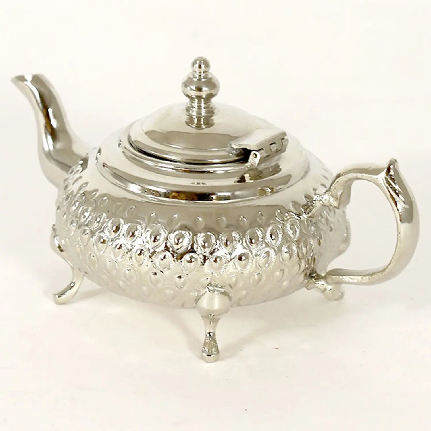 Biyadina Traditional Moroccan Teapot - Handcrafted Silver Copper - Theiere Fakroune - 18.5 X 9.5 X 10 - BiyadinaStore - Piriform Shape with Engravings Biyadina Store