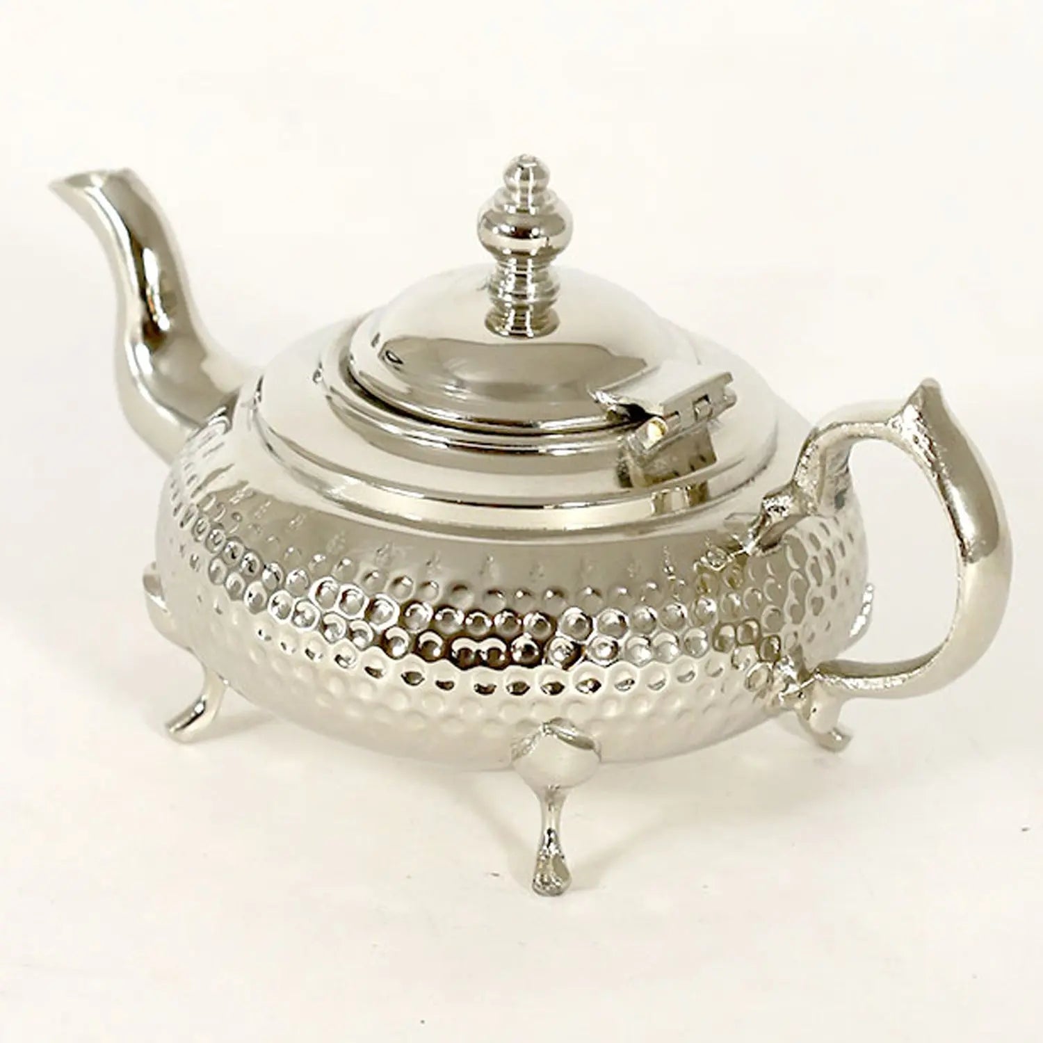 Biyadina Traditional Moroccan Teapot - Handcrafted Silver Copper - Theiere Fakroune - 18.5 X 9.5 X 10 - BiyadinaStore - Shape with Engravings Biyadina Store