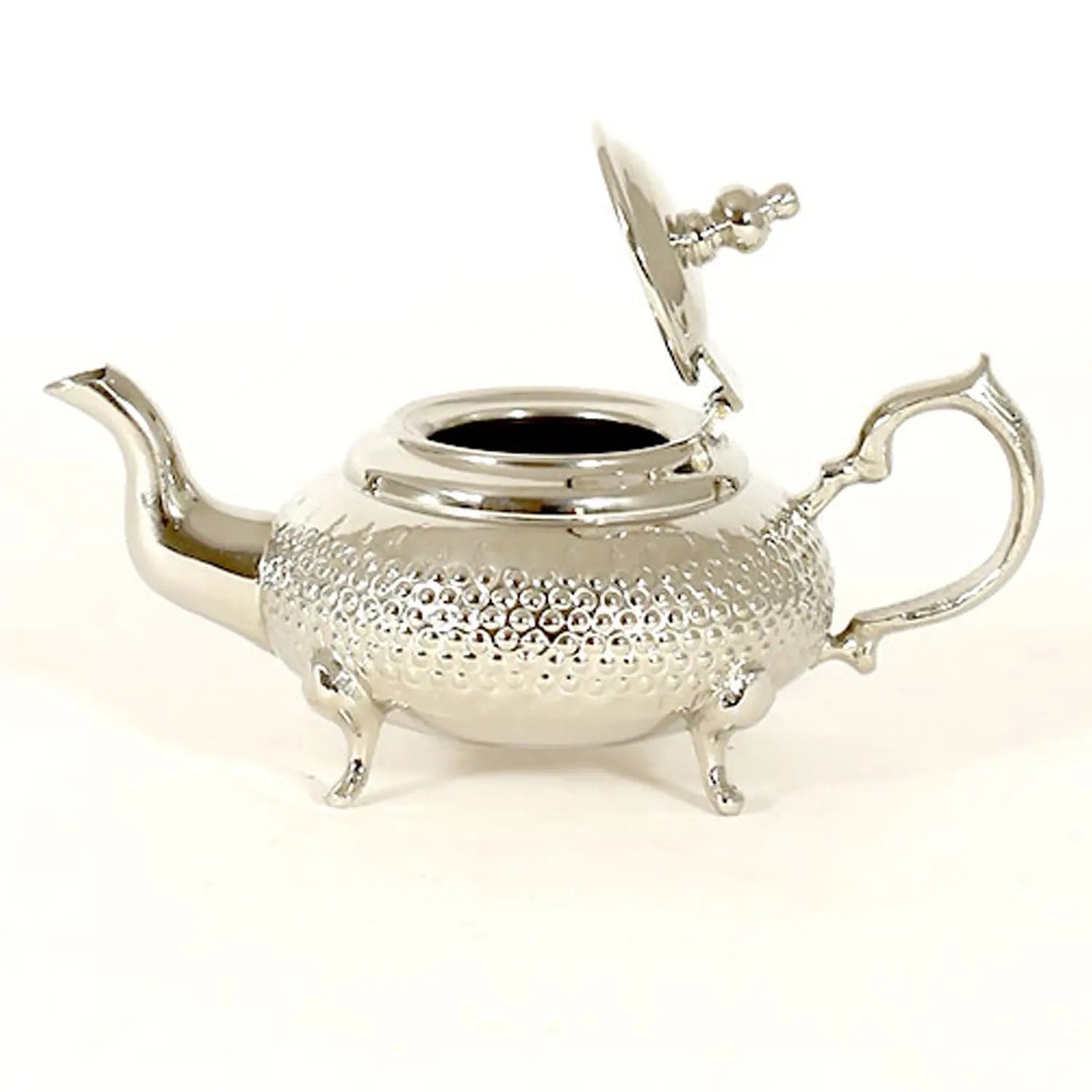 Biyadina Traditional Moroccan Teapot - Handcrafted Silver Copper - Theiere Fakroune - 18.5 X 9.5 X 10 - Dotted Piriform Shape with Engravings Biyadina Store