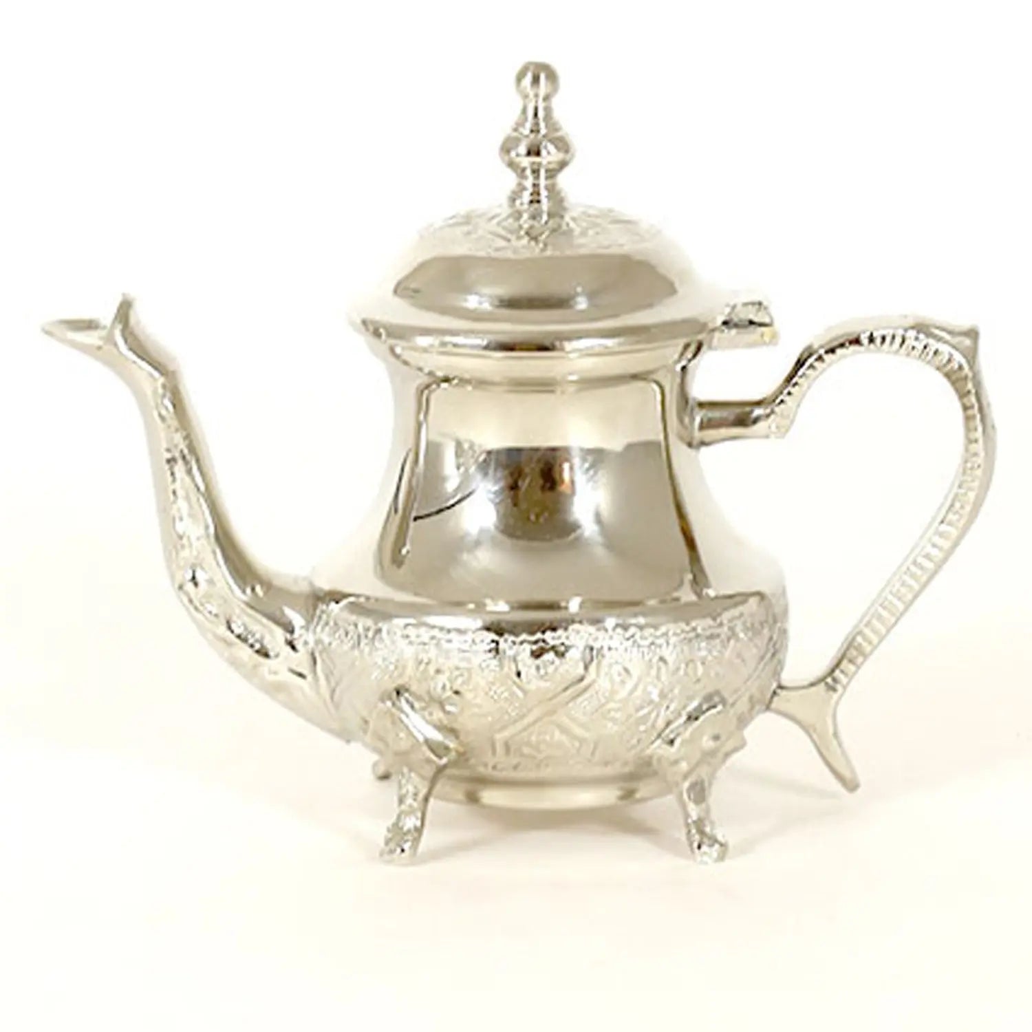 Biyadina Traditional Moroccan Teapot - Handcrafted Silver Copper - Theiere Gm Maestro N°22 - 24.5 X 13.5 X 24 - BiyadinaStore - Piriform Shape with Engravings Biyadina Store