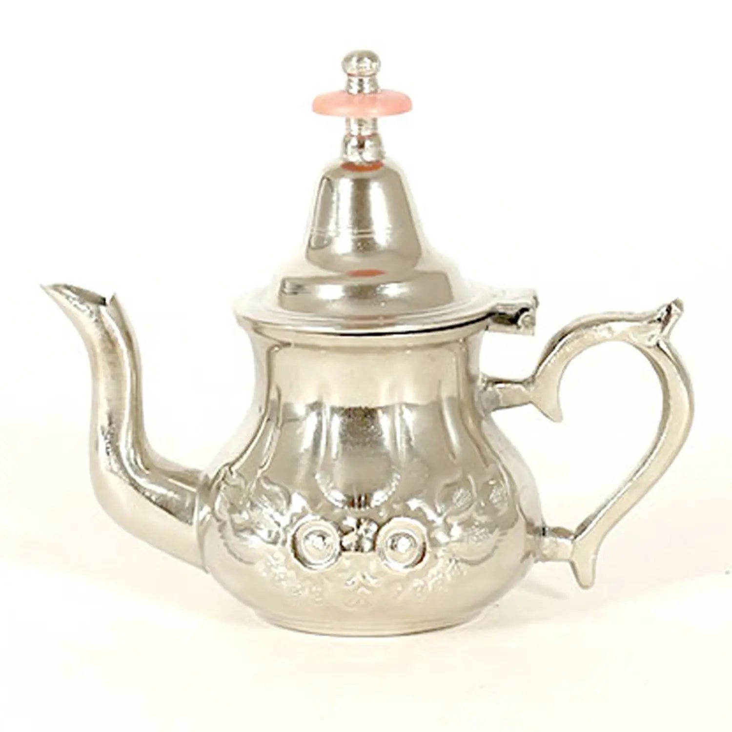 Biyadina Traditional Moroccan Teapot - Handcrafted Silver Copper - Theiere N°14 - 17 X 14.5 X 8.5 - BiyadinaStore - Piriform Shape with Engravings Biyadina Store