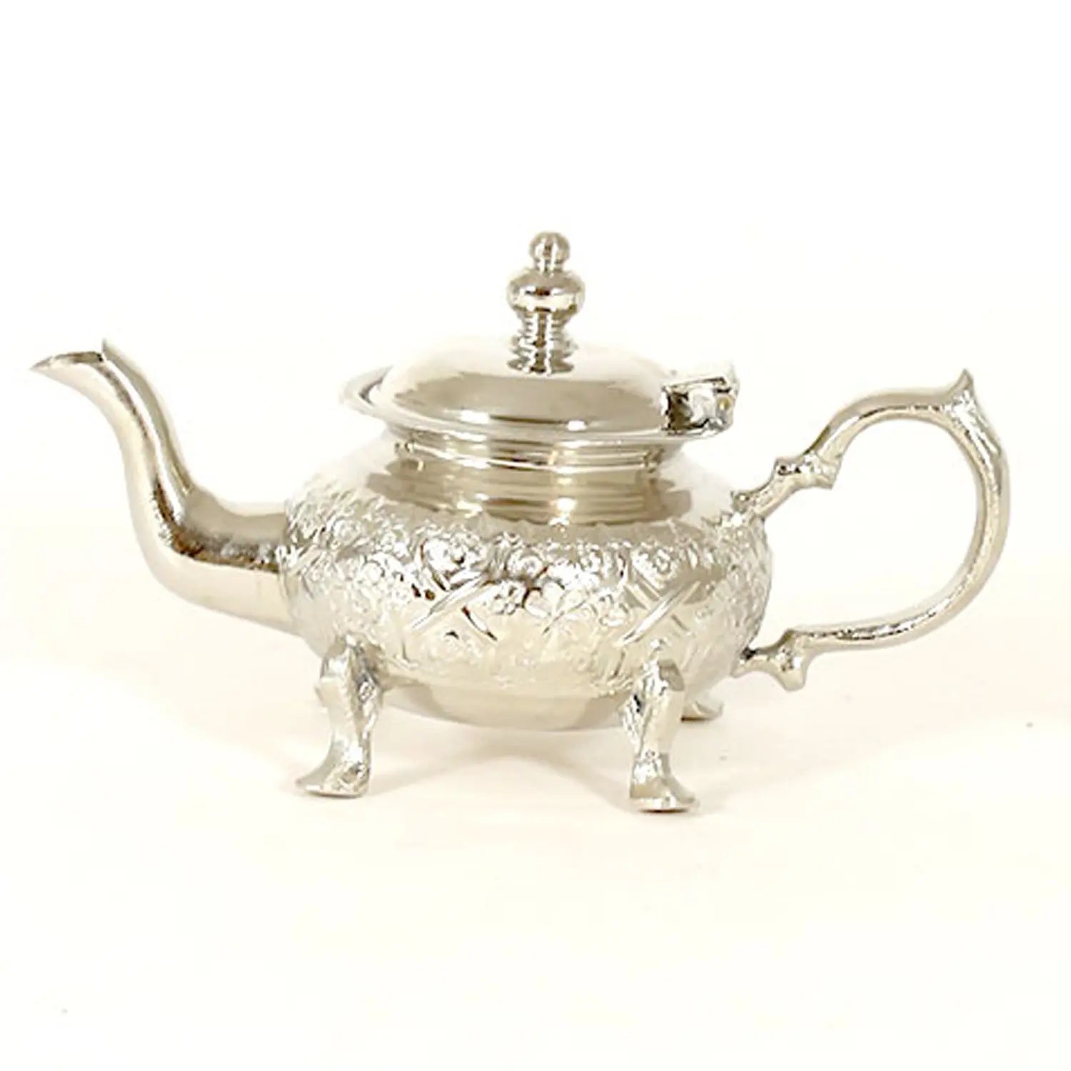 Biyadina Traditional Moroccan Teapot - Handcrafted Silver Copper - Theiere N°15 - 19 X 10 X 9 - BiyadinaStore - Piriform Shape with Engravings Biyadina Store