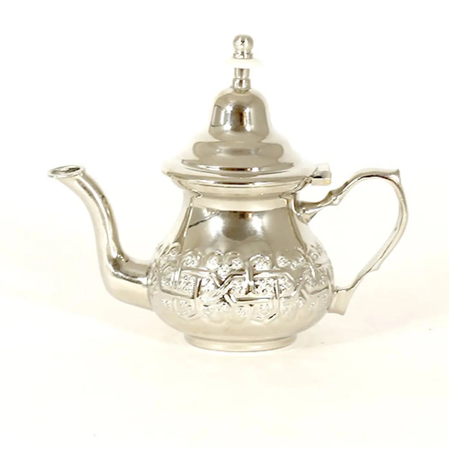 Biyadina Traditional Moroccan Teapot - Handcrafted Silver Copper - Theiere N°16 - 18.5 X 16.5 X 10 - Ideal for Mint Tea & Herbal Infusions - Biyadina Store Biyadina Store