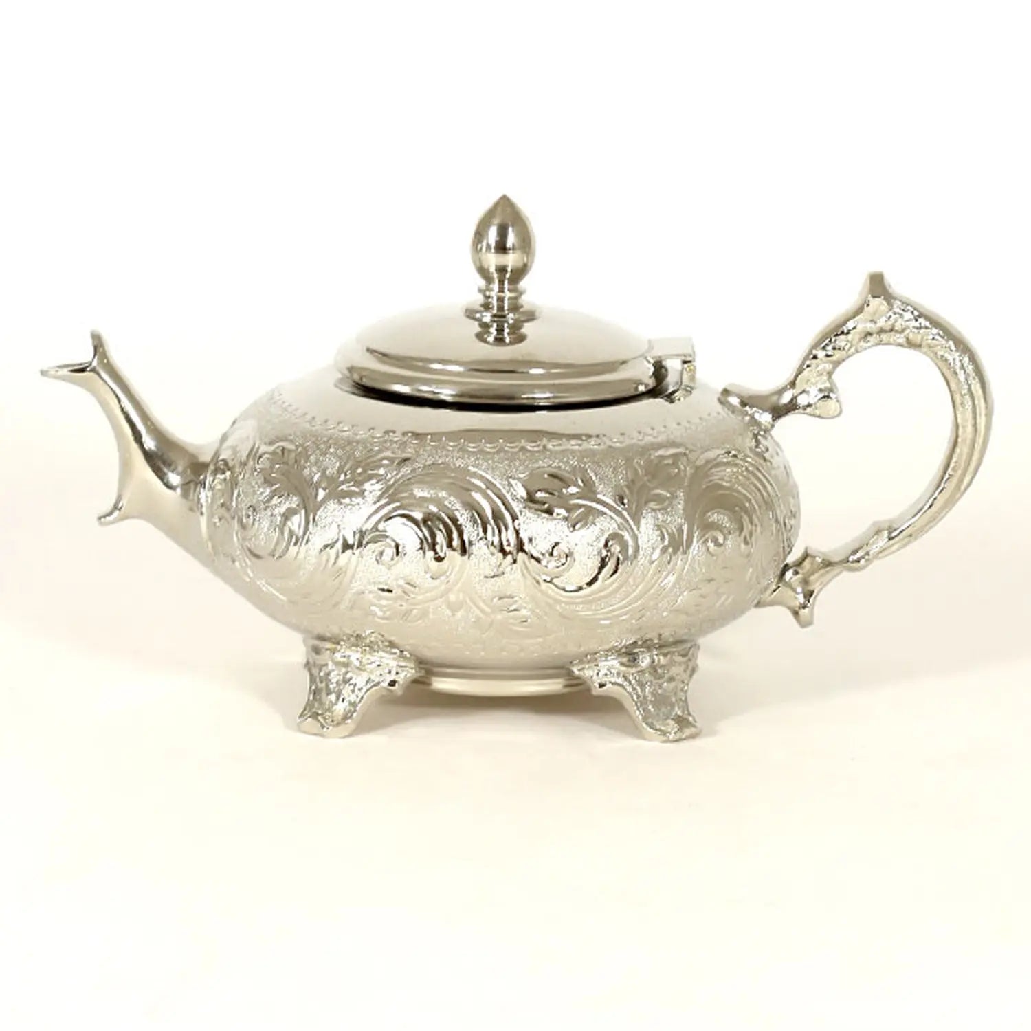 Biyadina Traditional Moroccan Teapot - Handcrafted Silver Copper - Theiere Royal N°24 - 28 X 15 X 18 - BiyadinaStore - Piriform Shape with Engravings Biyadina Store