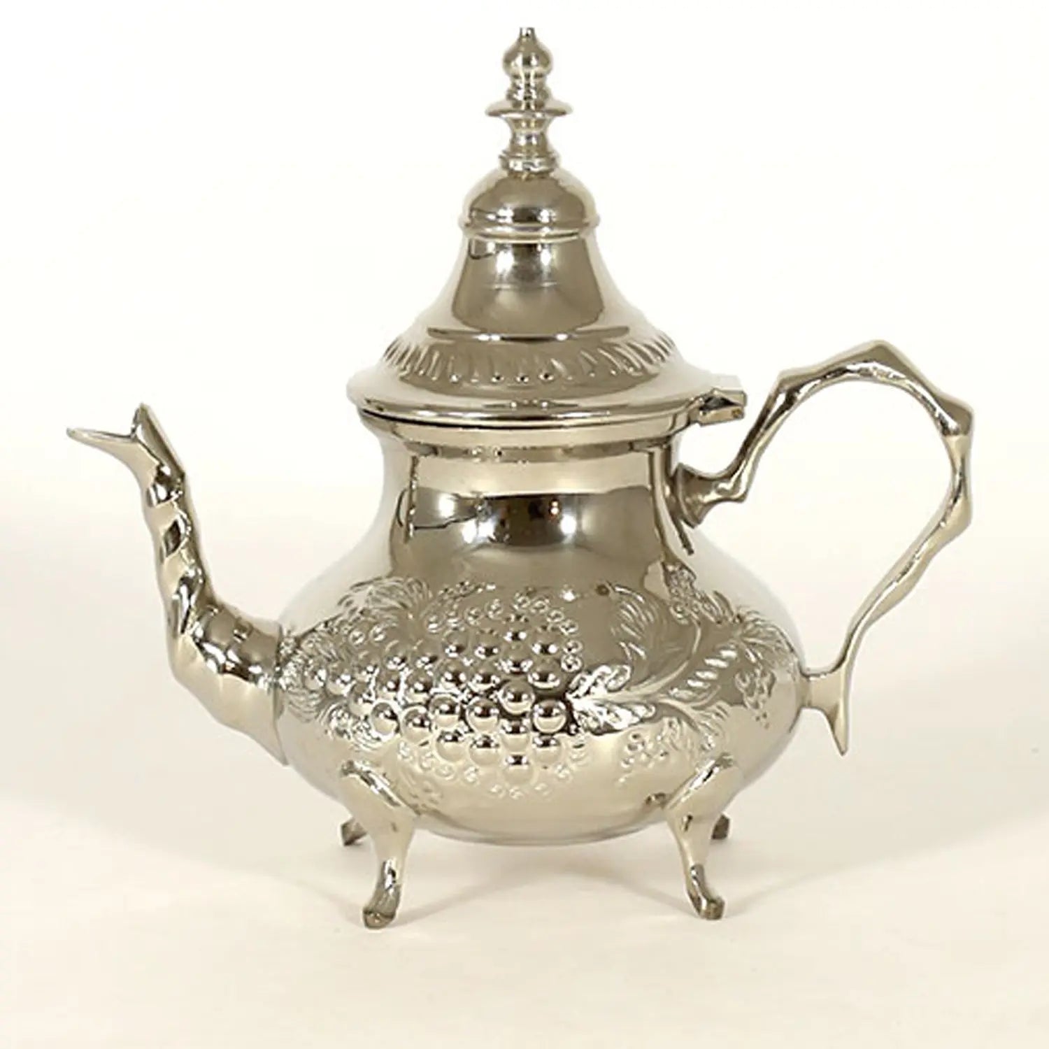 Biyadina Traditional Moroccan Teapot - Handcrafted Silver Copper - Theiere Taous N°20 - 27 X 18 X 15 - BiyadinaStore - Piriform Shape with Engravings Biyadina Store