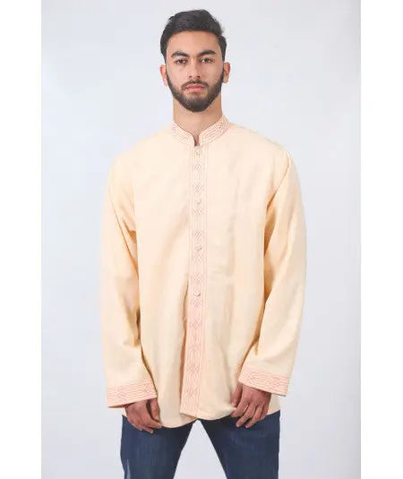 Biyadina Traditional salmon tunic with upholstered buttons Biyadina Store