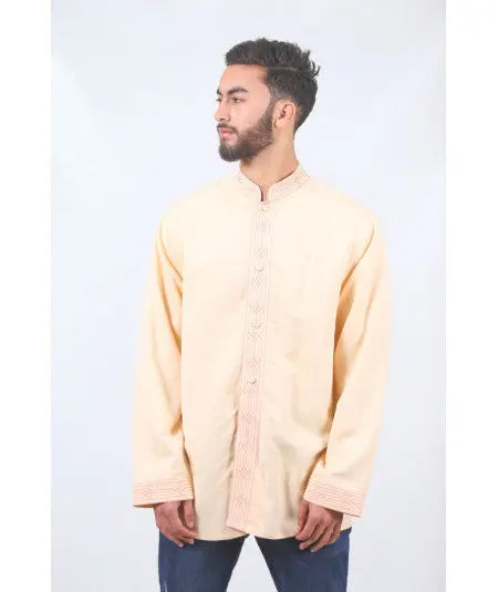 Biyadina Traditional salmon tunic with upholstered buttons Biyadina Store