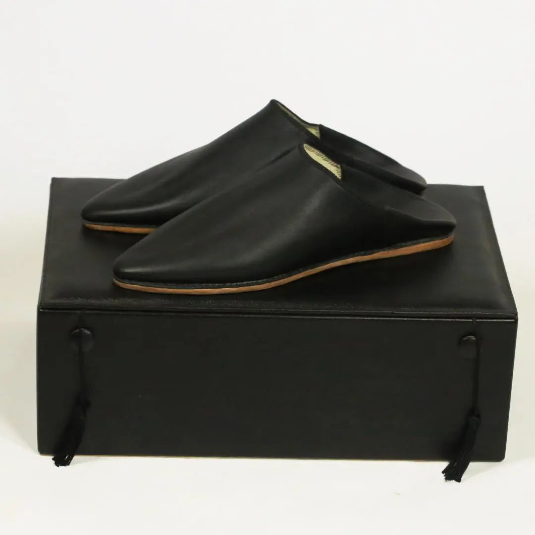 Biyadina Unisex Handmade Black Leather Slippers Biyadina Store