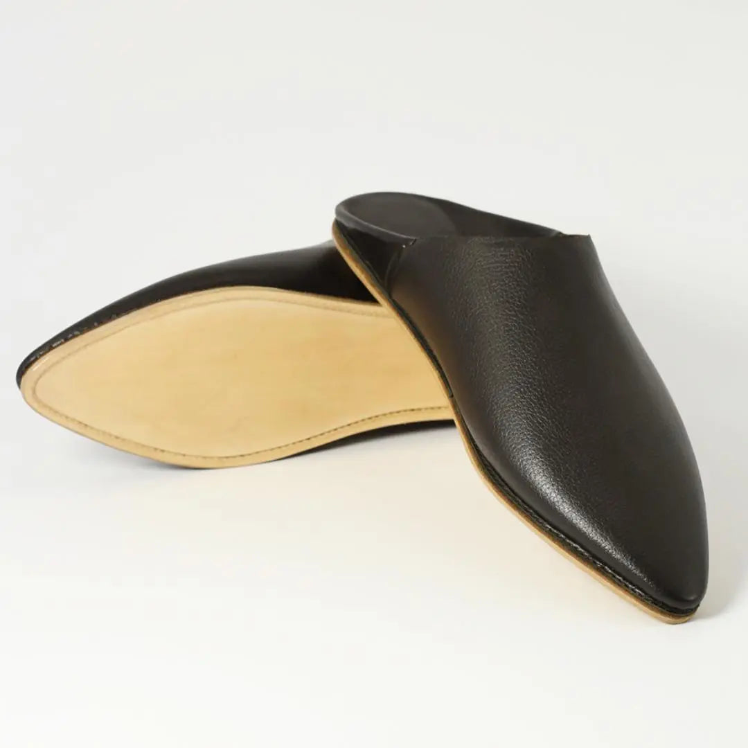 Biyadina Unisex Moroccan Handmade Black Leather Babouches Biyadina Store