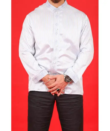 Biyadina White shirt with blue stripes Biyadina Store