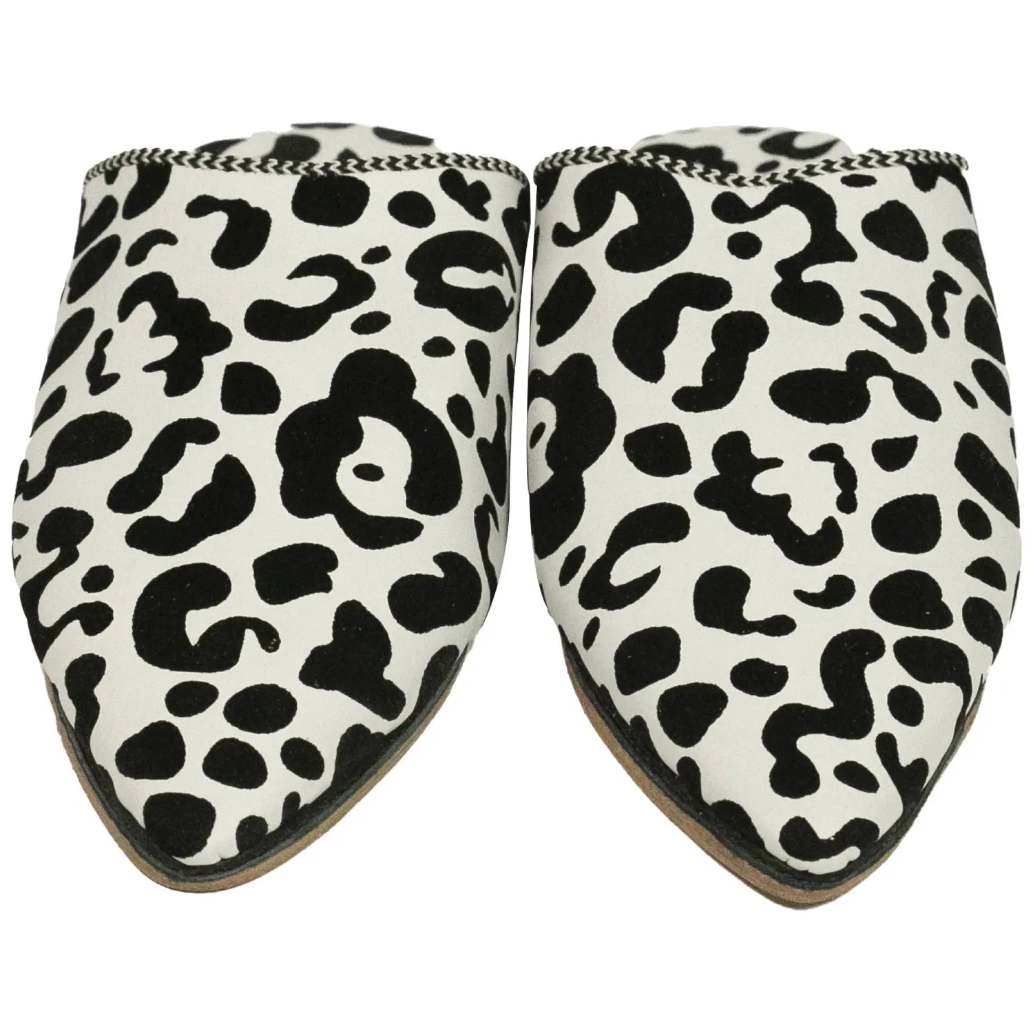 Biyadina Women's Fabric White Moroccan Babouches Leather Slippers Biyadina Store