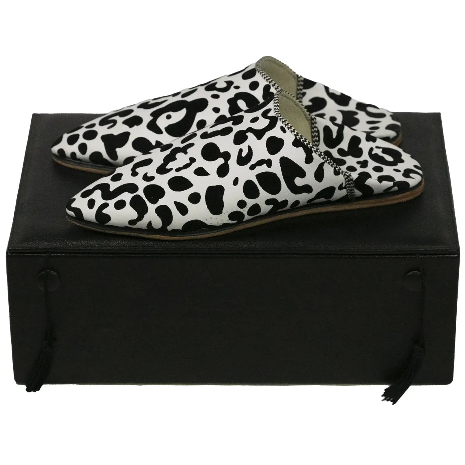 Biyadina Women's Fabric White Moroccan Babouches Leather Slippers Biyadina Store