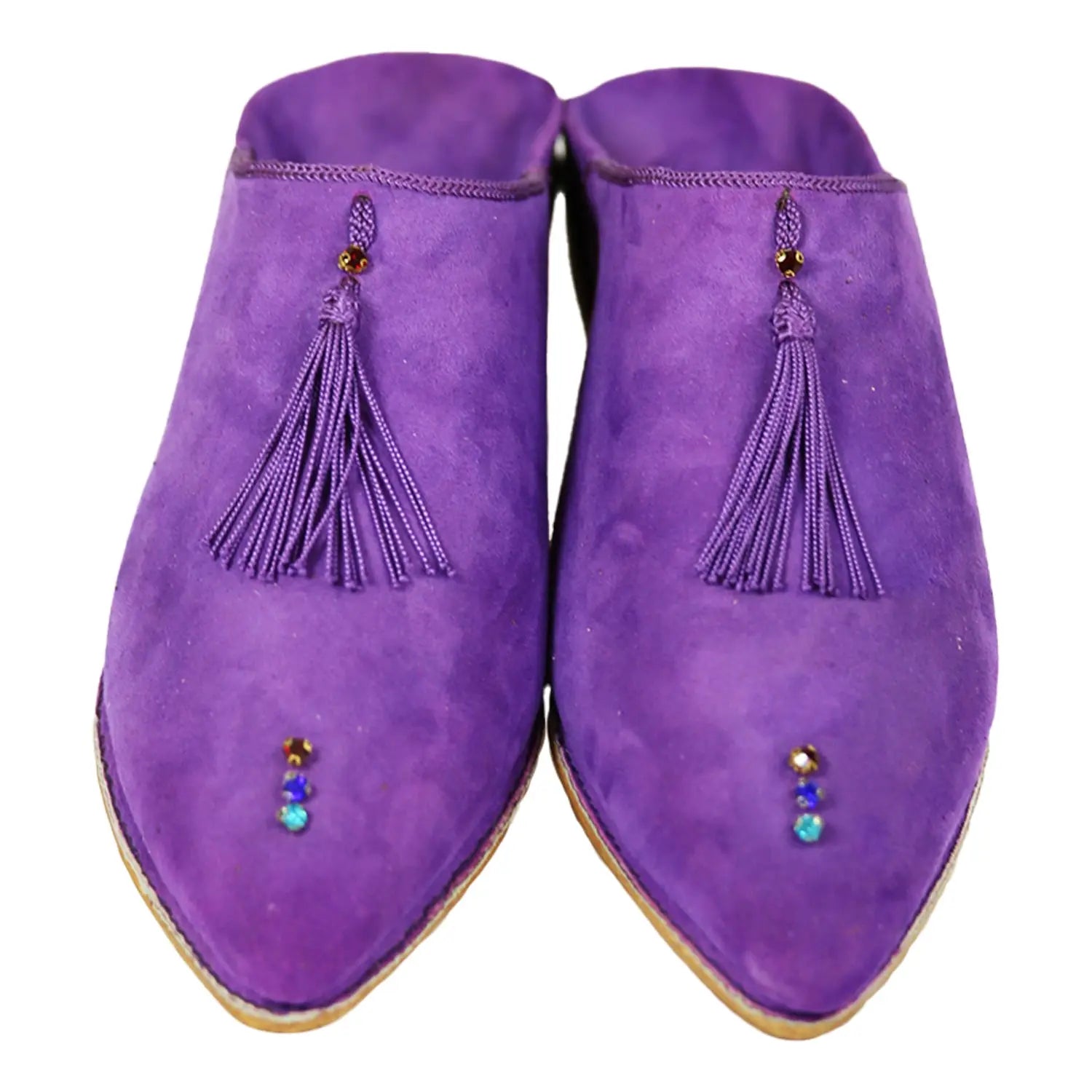 Biyadina Women's Suede Chochia Purple Moroccan Babouches Leather Slippers Biyadina Store